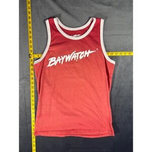 Baywatch Graphic Tank Top Mens Medium Red Ringer Mitch Buchannon Costume Shirt